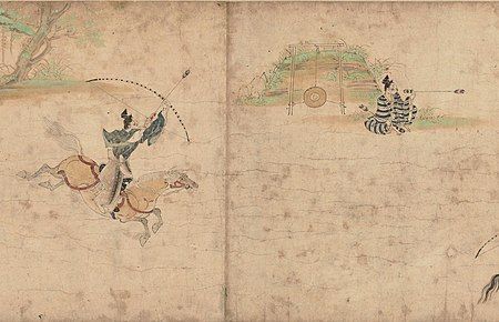 明治時代中頃　年英　「時致鎌倉殿の狩屋ヲ騒す」　三画 幕末の風景 昔の写真で振り返る幕末.明治時代の鎌倉 #幕末明治の風景