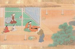 ▲幼子を見つける竹取の翁(土佐広通、土佐広澄:画)『竹取物語』　出典：Wikimedia Commons