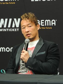 ▲AJの対決はプロレス史の始まりにふさわしいと語る丸藤